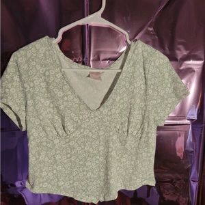 Green and white flowered crop top.